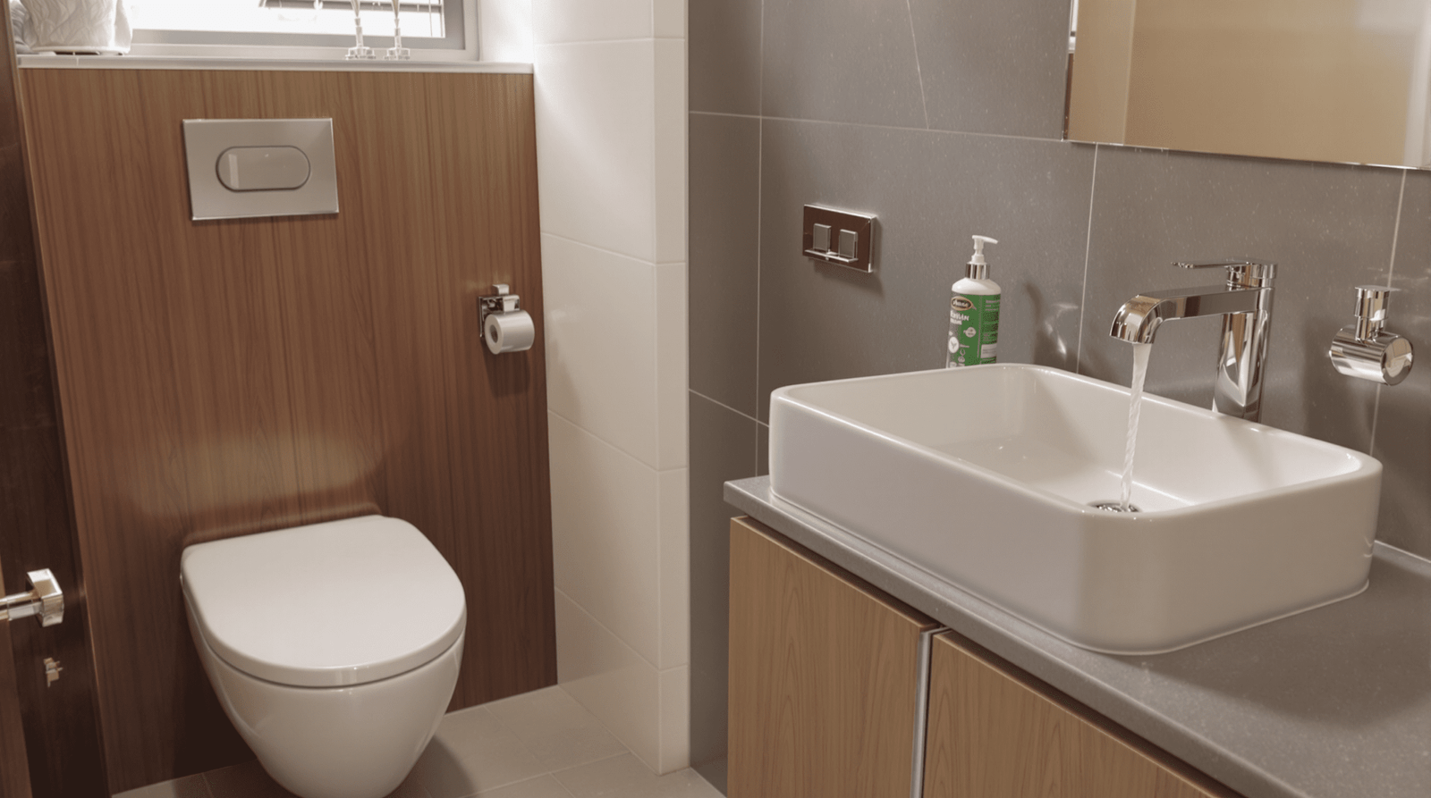 Modern bathroom with water-efficient fixtures