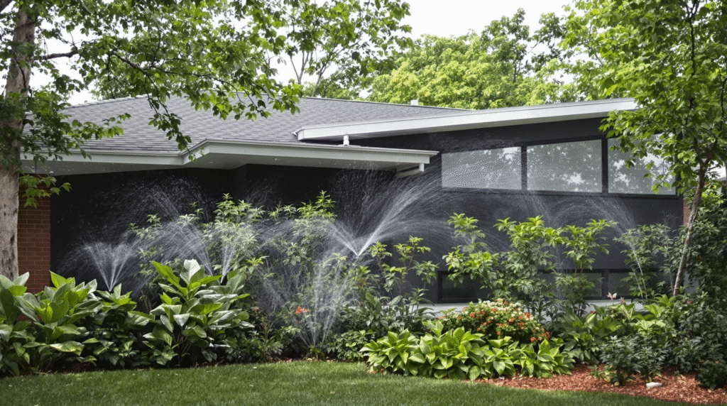 Modern home with thriving landscaping