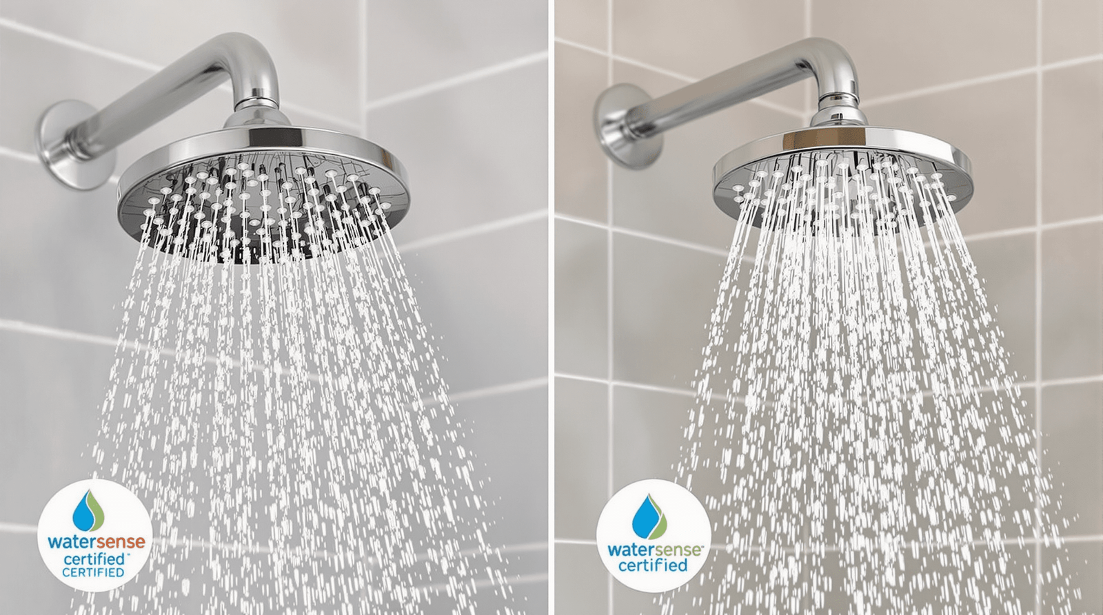 Comparison of old and new showerheads