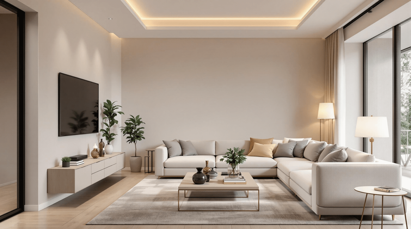 Elegant and uncluttered small living room with sophisticated design.