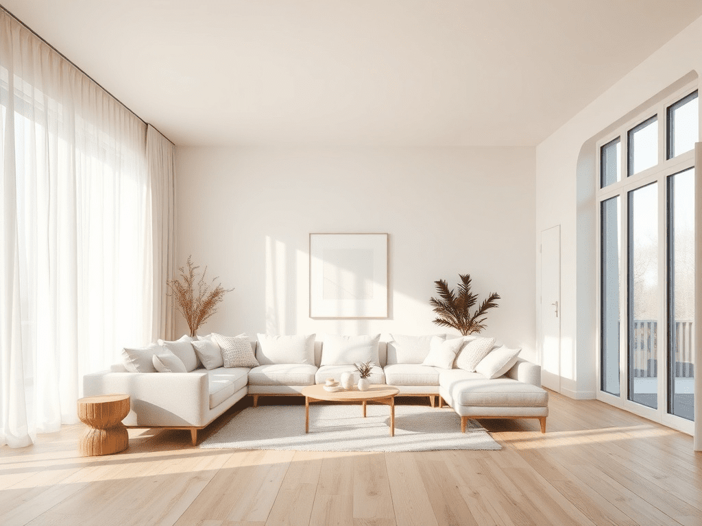 Scandinavian living room with minimalist design and natural light