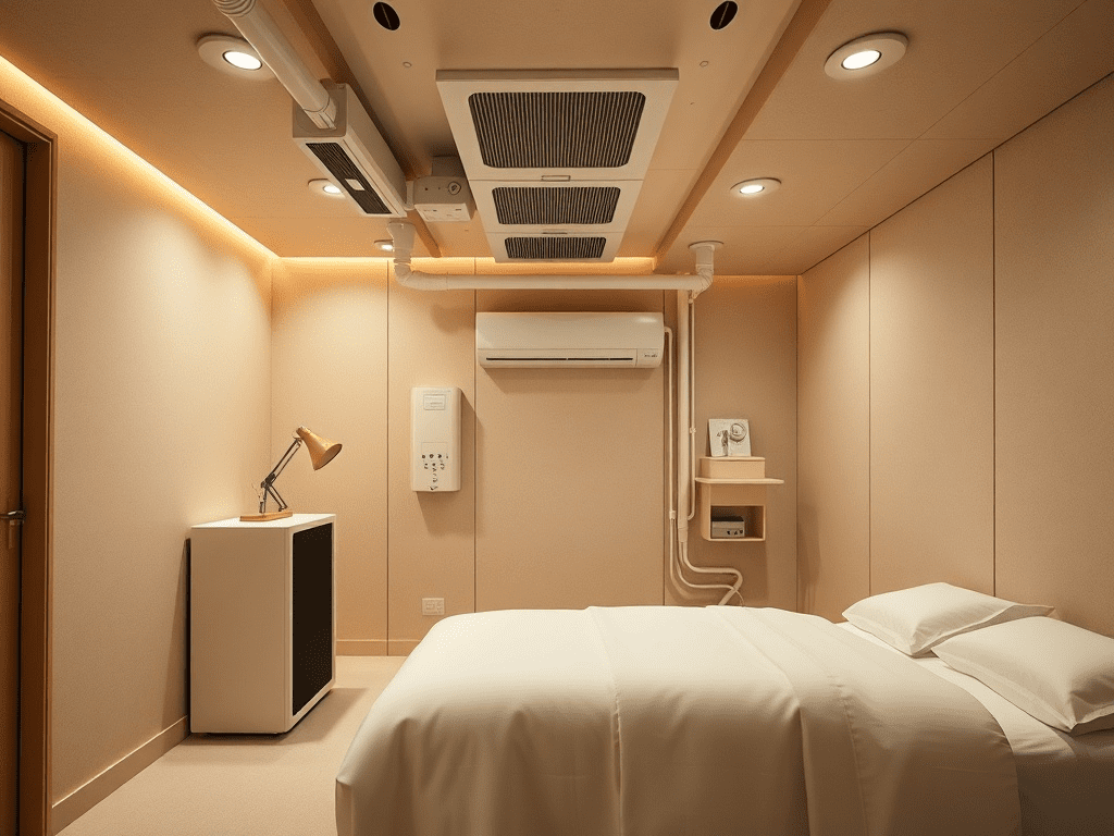 Integrated climate control system in a modern sensory deprivation room