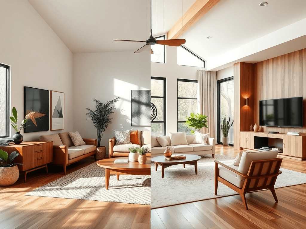 Comparison of Mid-Century Modern and Scandinavian interior design styles