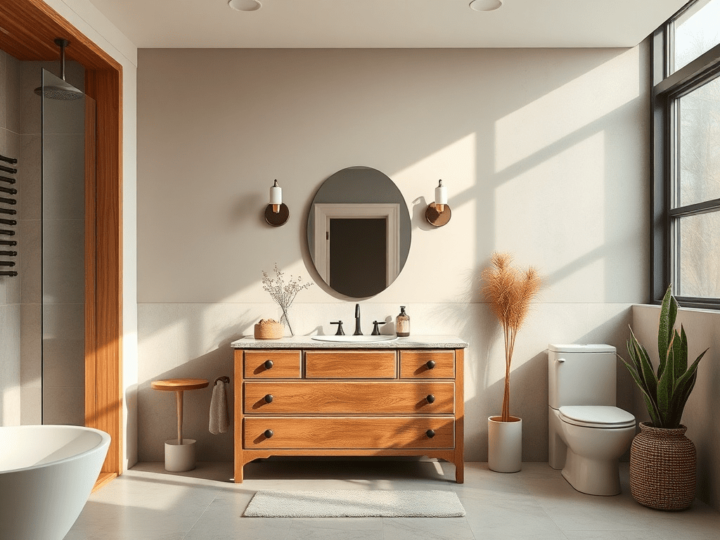 Vintage dresser repurposed as bathroom vanity